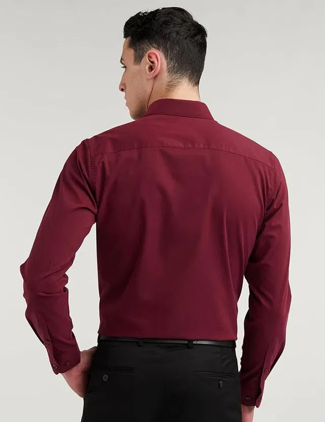 Men’s Maroon Slim Fit Formal & Casual Shirt Full Sleeve Solid Shirt Pack of 1