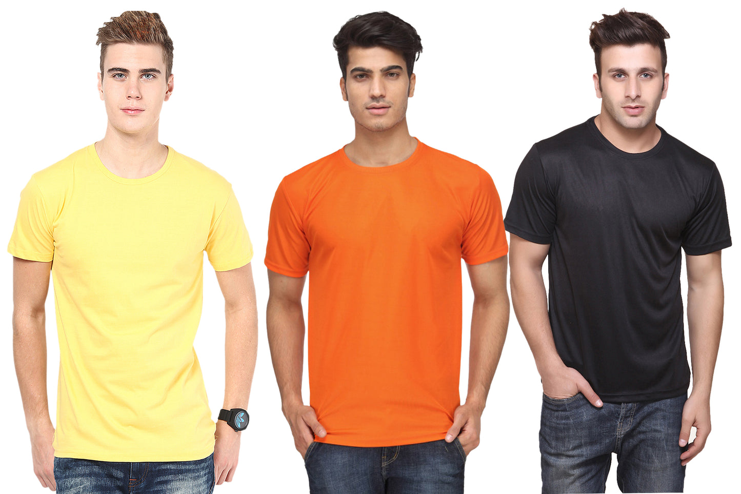 Ketex Round Neck Men's Polyester Blend Dri Fit T-Shirts (Pack of 3)