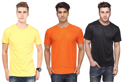 Ketex Round Neck Men's Polyester Blend Dri Fit T-Shirts (Pack of 3)