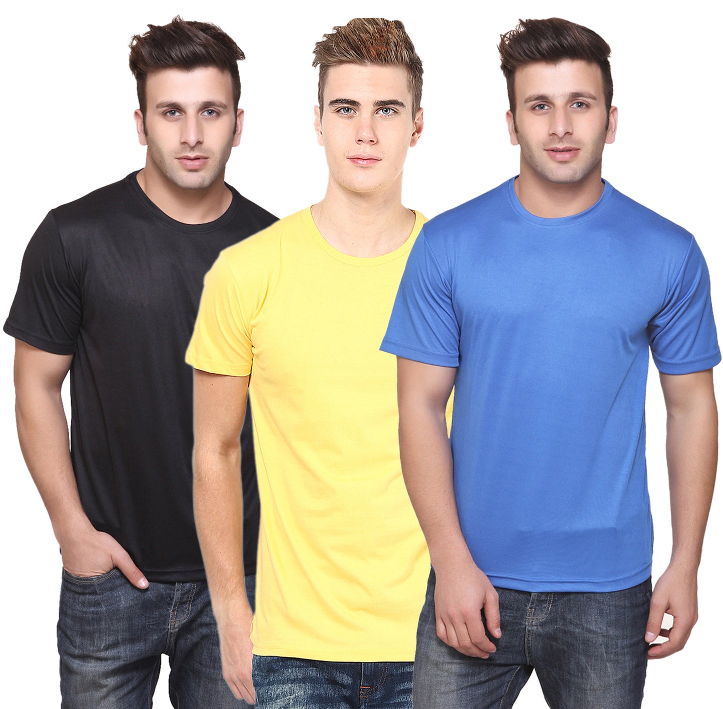 Ketex Round Neck Men's Polyester Blend Dri Fit T-Shirts (Pack of 3)