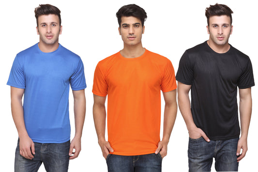 Ketex Round Neck Men's Polyester Blend Dri Fit T-Shirts (Pack of 3)