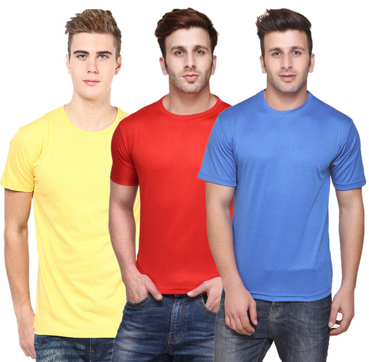 Ketex Round Neck Men's Polyester Blend Dri Fit T-Shirts (Pack of 3)
