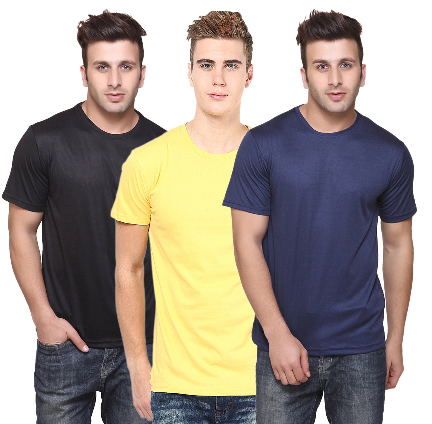 Ketex Round Neck Men's Polyester Blend Dri Fit T-Shirts (Pack of 3)