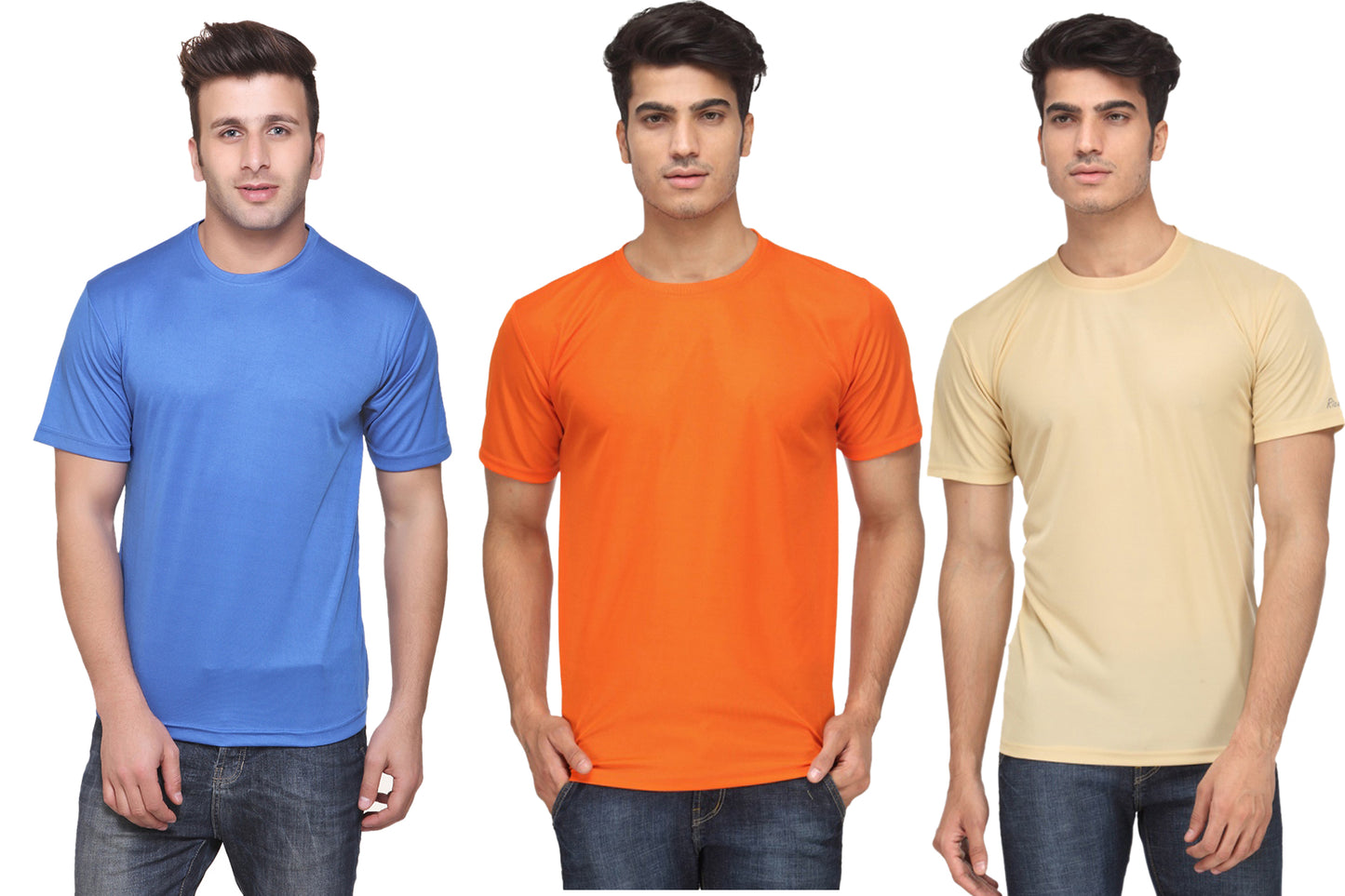 Ketex Round Neck Men's Polyester Blend Dri Fit T-Shirts (Pack of 3)