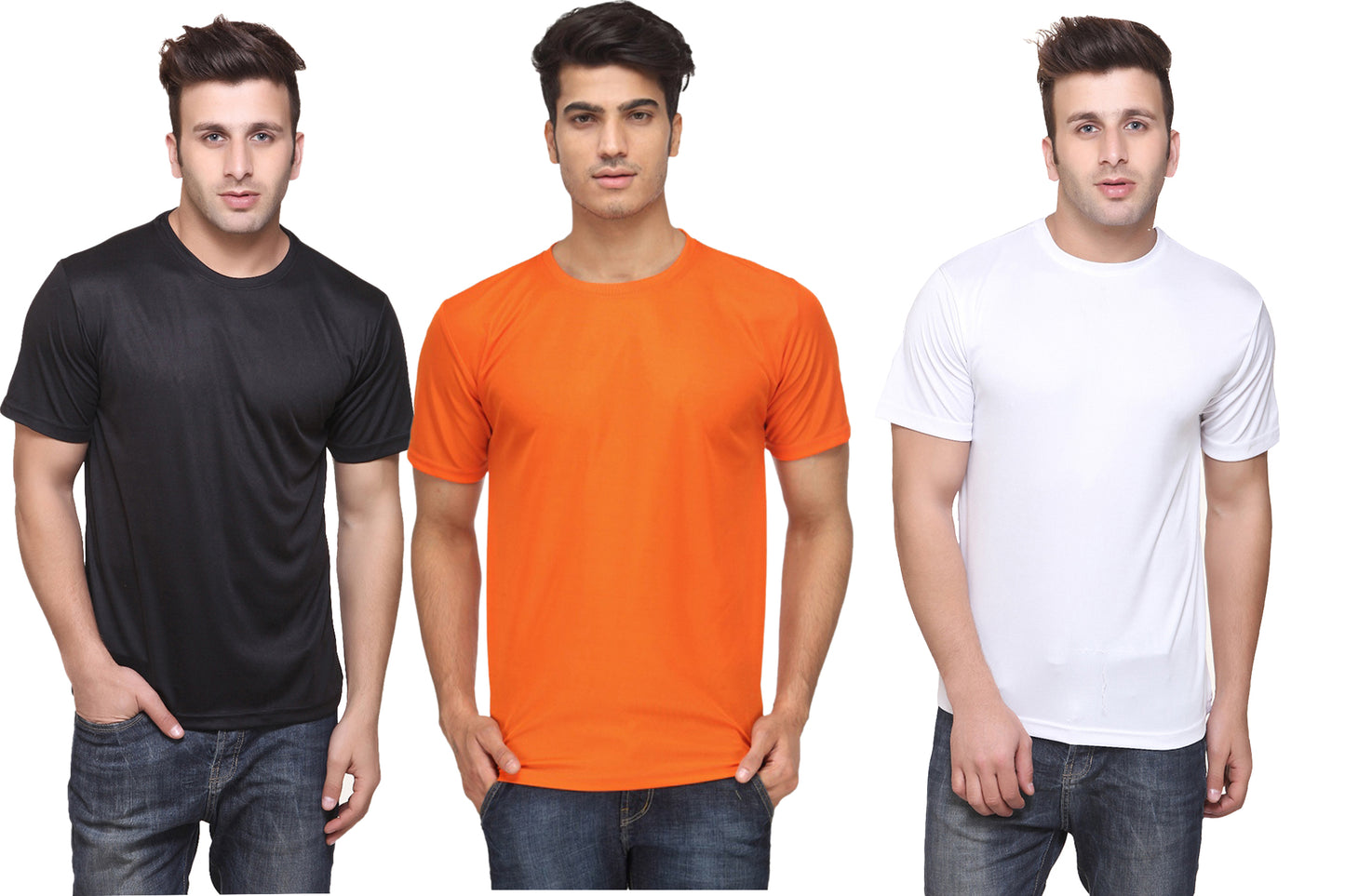 Ketex Round Neck Men's Polyester Blend Dri Fit T-Shirts (Pack of 3)