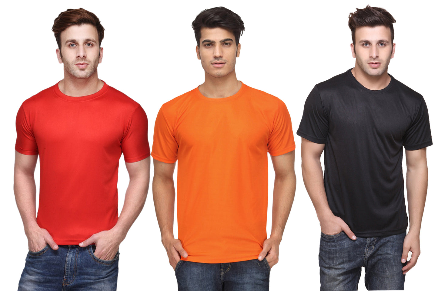 Ketex Round Neck Men's Polyester Blend Dri Fit T-Shirts (Pack of 3)