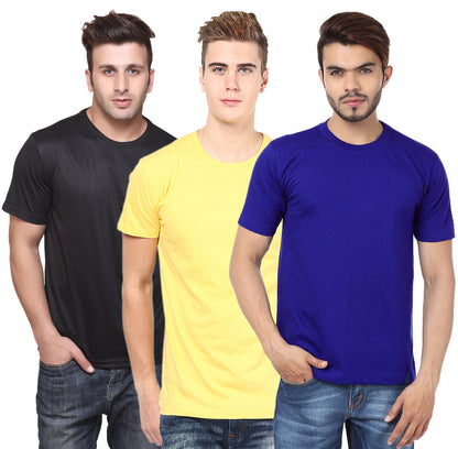 Ketex Round Neck Men's Polyester Blend Dri Fit T-Shirts (Pack of 3)