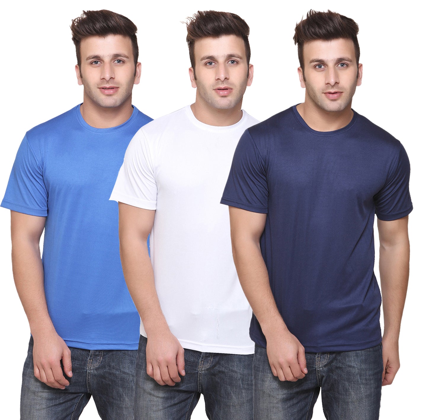 Ketex Round Neck Men's Polyester Blend Dri Fit T-Shirts (Pack of 3)