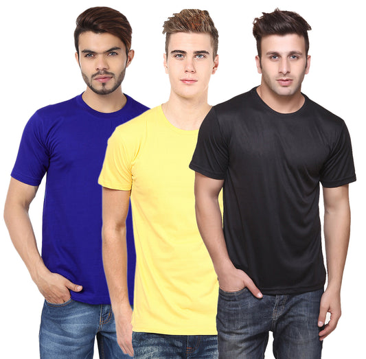 Ketex Round Neck Men's Polyester Blend Dri Fit T-Shirts (Pack of 3)