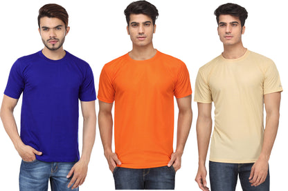 Ketex Round Neck Men's Polyester Blend Dri Fit T-Shirts (Pack of 3)