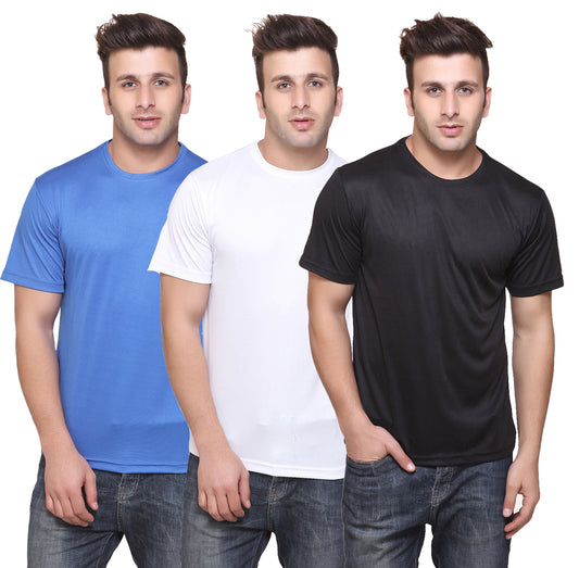 Ketex Round Neck Men's Polyester Blend Dri Fit T-Shirts (Pack of 3)
