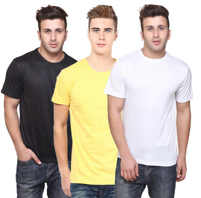 Ketex Round Neck Men's Polyester Blend Dri Fit T-Shirts (Pack of 3)