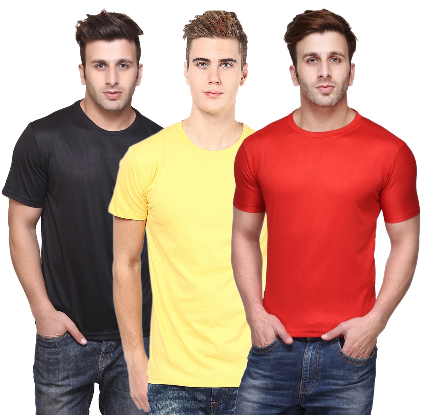 Ketex Round Neck Men's Polyester Blend Dri Fit T-Shirts (Pack of 3)