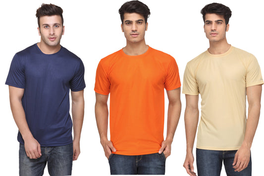 Ketex Round Neck Men's Polyester Blend Dri Fit T-Shirts (Pack of 3)