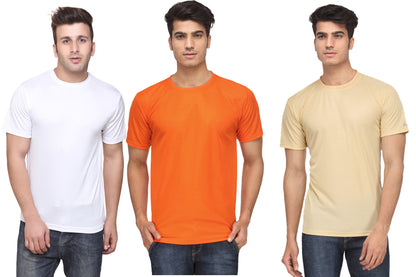 Ketex Round Neck Men's Polyester Blend Dri Fit T-Shirts (Pack of 3)