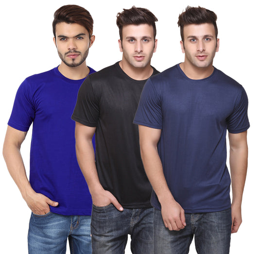 Ketex Round Neck Men's Polyester Blend Dri Fit T-Shirts (Pack of 3)