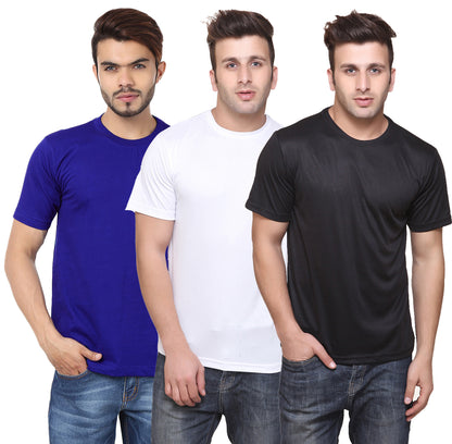 Ketex Round Neck Men's Polyester Blend Dri Fit T-Shirts (Pack of 3)