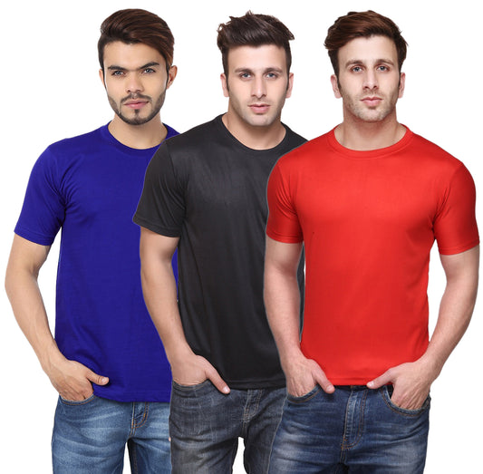 Ketex Round Neck Men's Polyester Blend Dri Fit T-Shirts (Pack of 3)