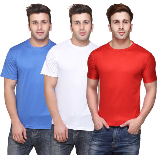 Ketex Round Neck Men's Polyester Blend Dri Fit T-Shirts (Pack of 3)