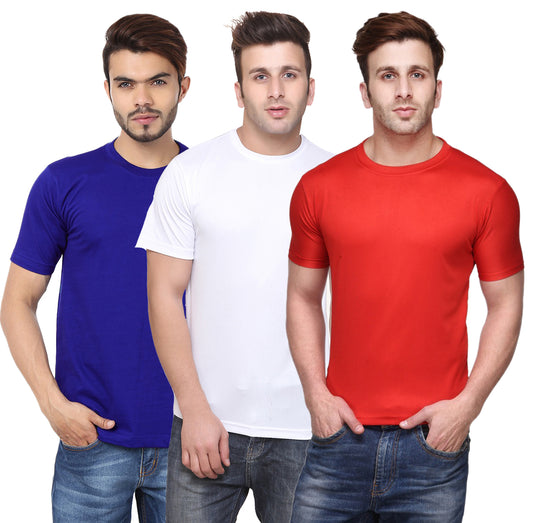 Ketex Round Neck Men's Polyester Blend Dri Fit T-Shirts (Pack of 3)