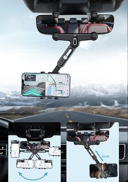 Phone Mount for Car, 2024 Upgraded Rear View Mirror Phone Holder, Universal Mount, Rotatable Phone Holder for Car Compatible