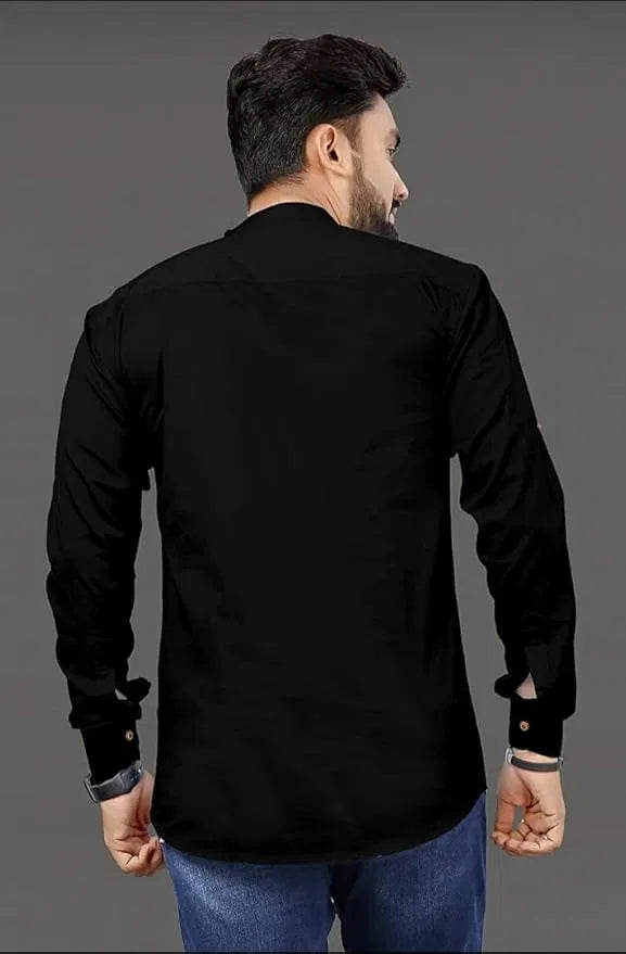 Men's Slim Fit Full Sleeve Cotton Short Kurta Pack of 1