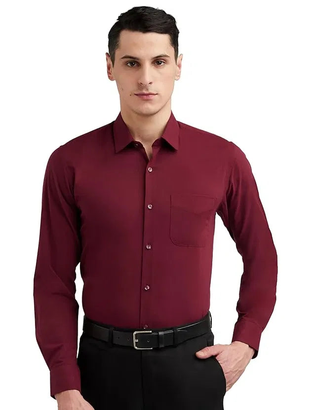 Men’s Maroon Slim Fit Formal & Casual Shirt Full Sleeve Solid Shirt Pack of 2