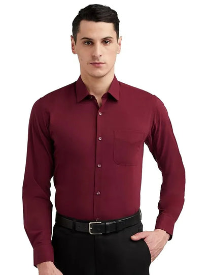 Men’s Maroon Slim Fit Formal & Casual Shirt Full Sleeve Solid Shirt Pack of 1