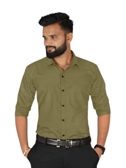 Men’s Mehandi Slim Fit Formal & Casual Shirt Full Sleeve Solid Shirt Pack of 1