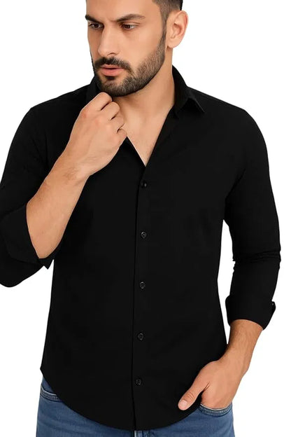 Men’s Black Slim Fit Formal & Casual Shirt Full Sleeve Solid Shirt Pack of 1