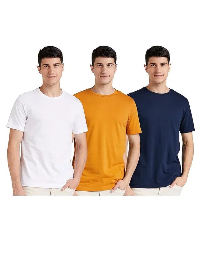 Round neck Cotton T-shirt (Pack of -3 )